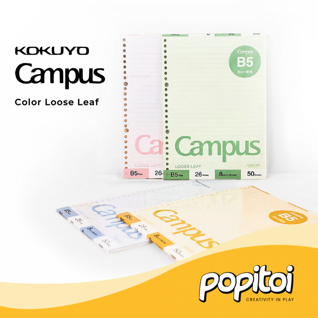 

Kokuyo Campus COLOR Loose Leaf Paper Refill B5 Refil Isi Ulang Kertas Binder Warna Warni