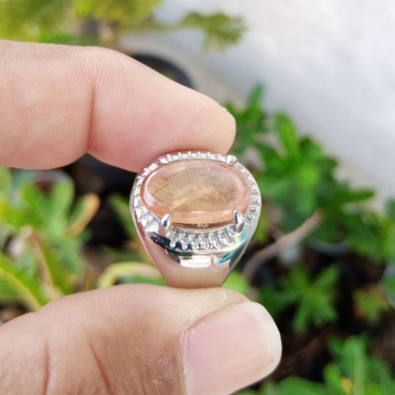 Cincin Batu Natural Yellow Sapphire / Safir Yakut Oval Cabochon