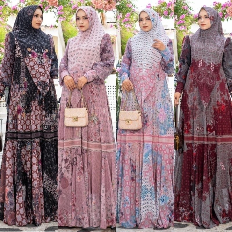 Gamis Marawa Series by Eldeena syari / Marawa vol 2 Series by Eldeena / Gamis set plus khimar brand 