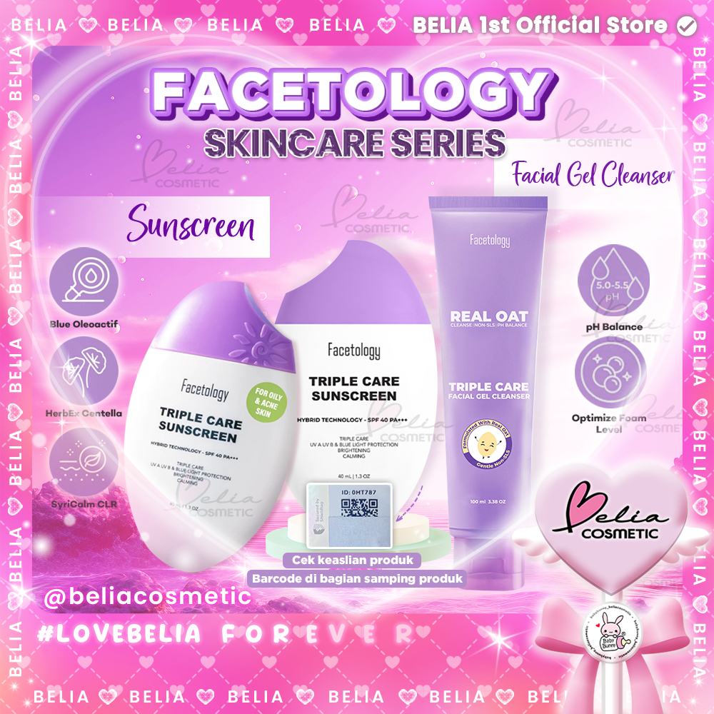 ❤ BELIA ❤ FACETOLOGY Skincare series | Triple Care Sunscreen Hybrid Technology SPF 40 PA+++ | Triple