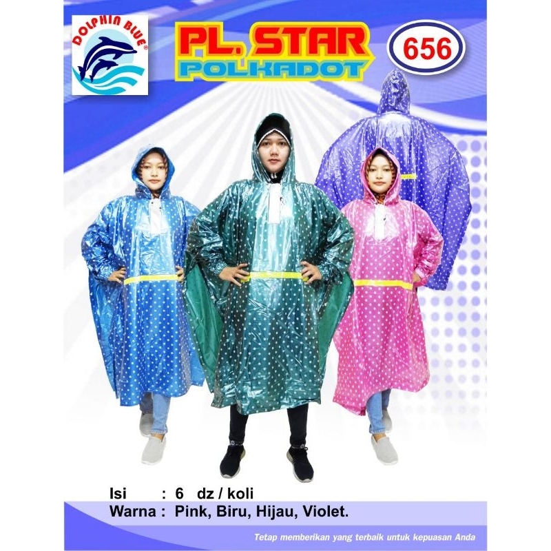 Jas hujan ponco dholpin blue
