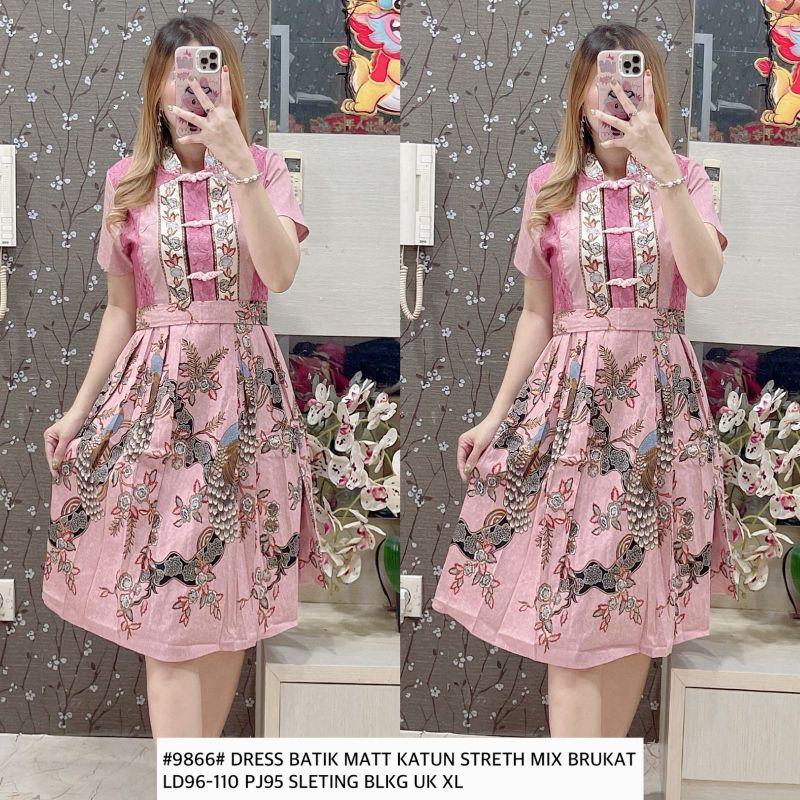 9866 dress batik CNY PINK