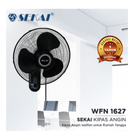 Kipas Angin Dinding Sekai WFN 1627 16inch Hitam Taifun