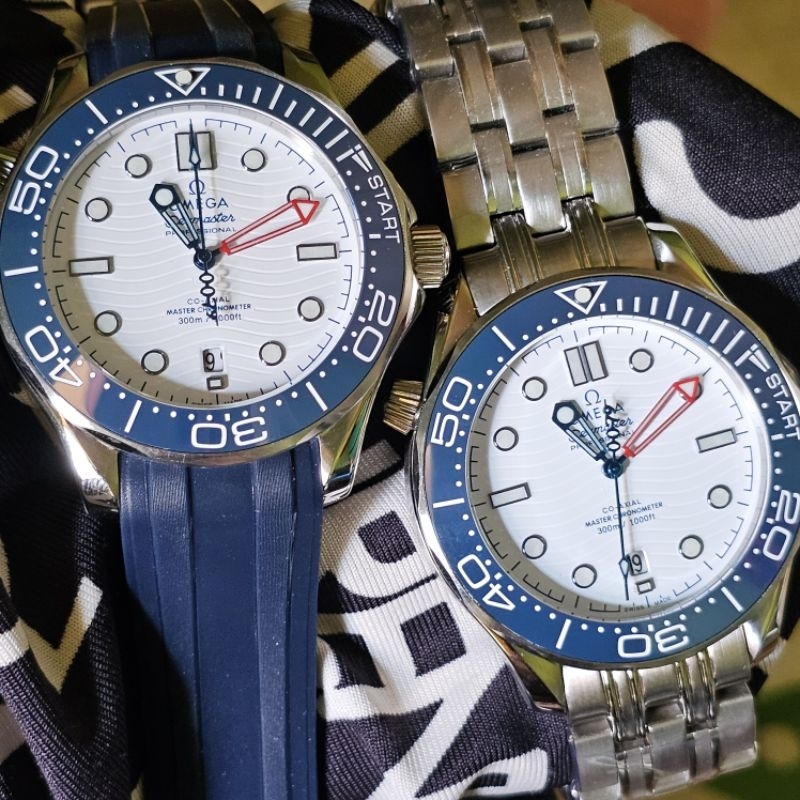 OmegaSeamaster*Automatic 007 Blue White Jam Tangan Ori Jpn