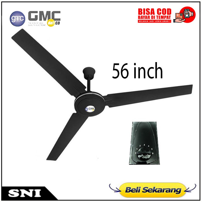 KIPAS ANGIN GANTUNG PLAFON 56" HITAM GMC CEILING FAN BALING BALING BESI 56" HITAM