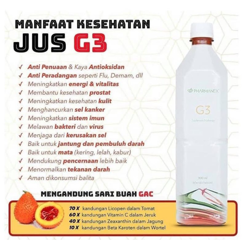 

juice g3 1 botol pharmanex 900 ml 5/2025 - jus g3 nu skin - suplemen g3 - g tiga - g three - jus g3