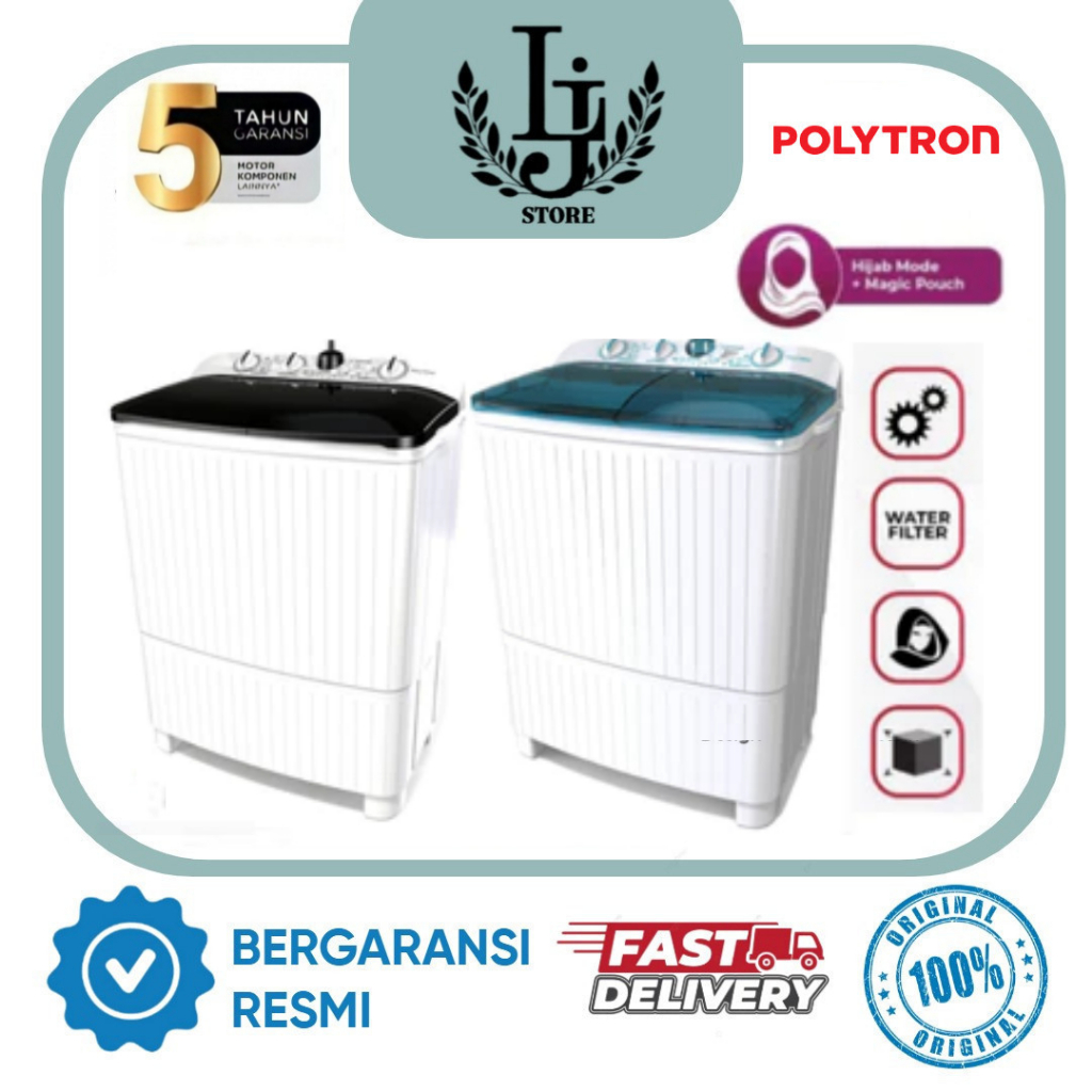 Mesin Cuci Polytron 2 Tabung PWM 1082 Mesin Cuci Dua Tabung 10Kg Polytron Mesin Cuci 2 Tabung