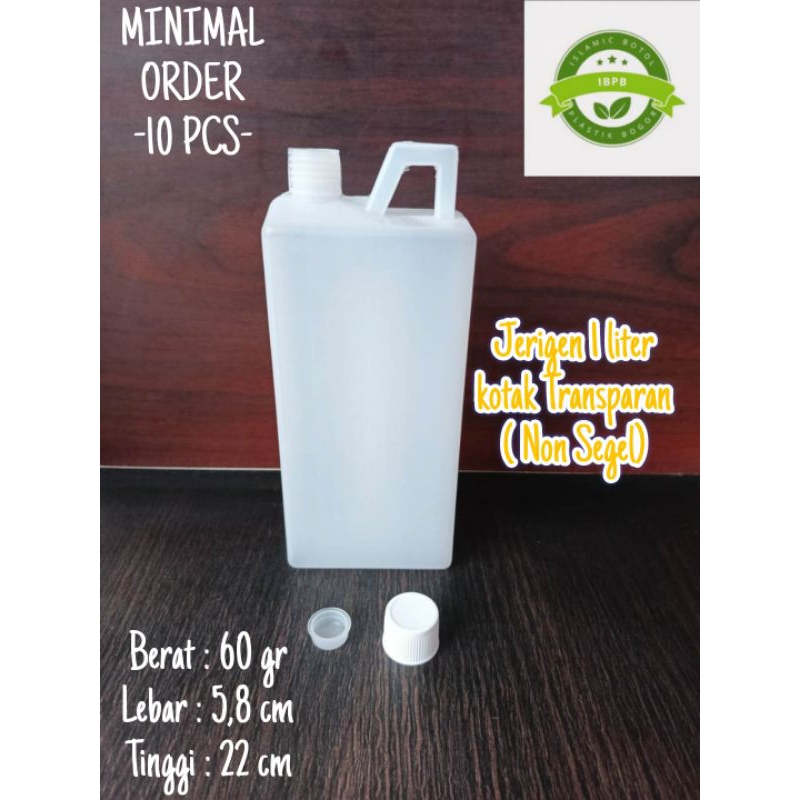 Jerigen 1 Liter Kotak Putih Transparan/Jerigen 1 Lt ( NON SEGEL )/Jerigen Kotak Laundry 1 Liter HDPE