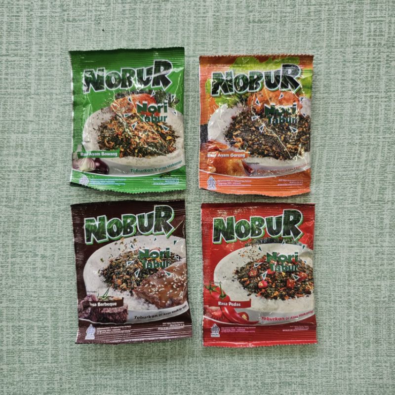 

NOBUR NORI TABUR DENGAN VARIAN RASA BBQ | AYAM GORENG | PEDAS | ORIGINAL 4g