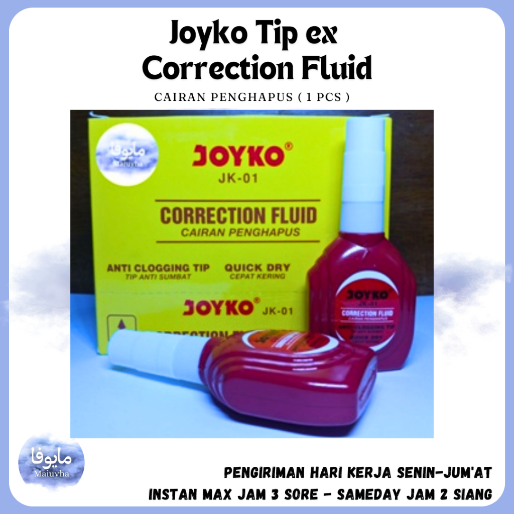 

Joyko Tip ex Correction Fluid Cairan Penghapus (1 pcs) | Tip X Cair | Cairan koreksi | Maiuvha Store
