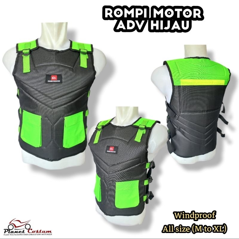 rompi anti angin bikers hijau motor gojek grab touring pelindung dada