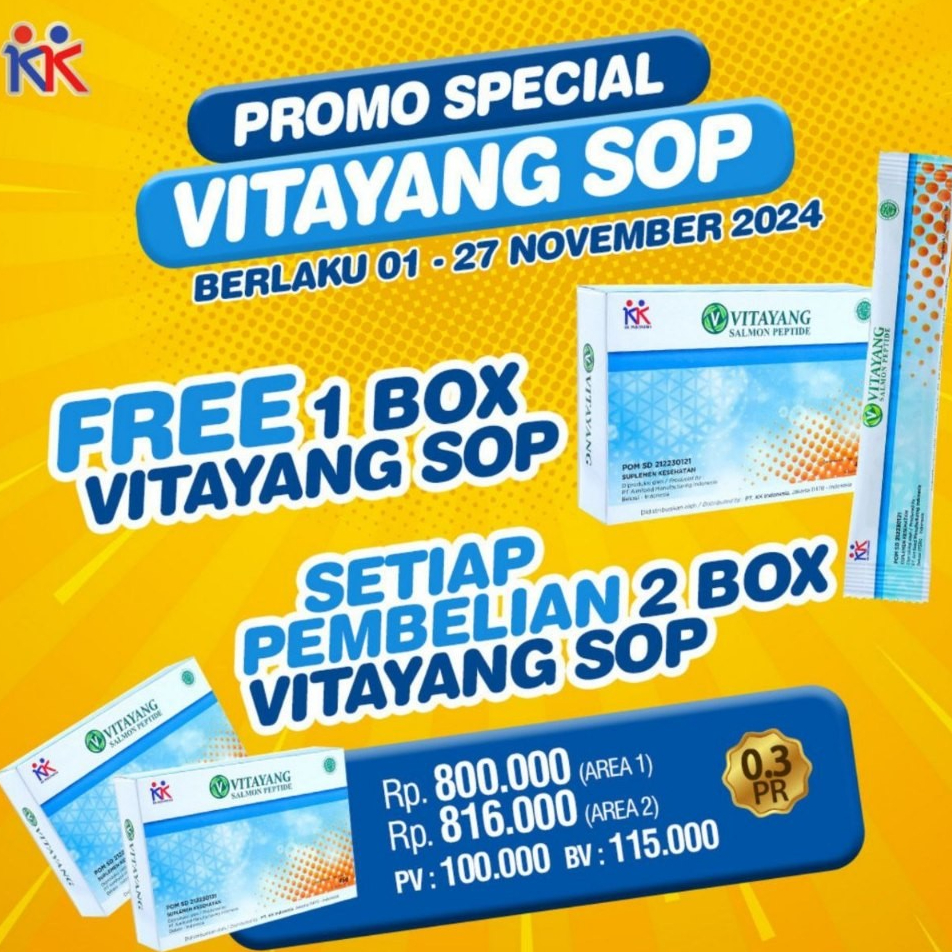Vitayang SOP Salmon Ovary Peptide Sertifikasi Jepang Japan  1 Box 15 sachet Collagen Kolagen KK Indo
