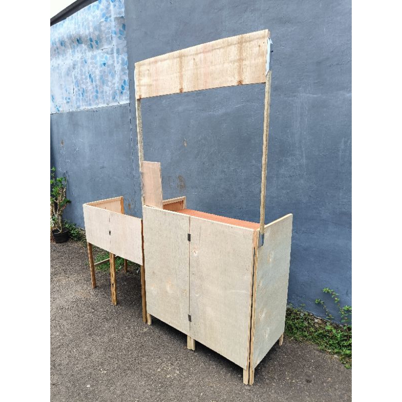 Meja lipat 2tatakan + 2tungku (polos) bahan kayu