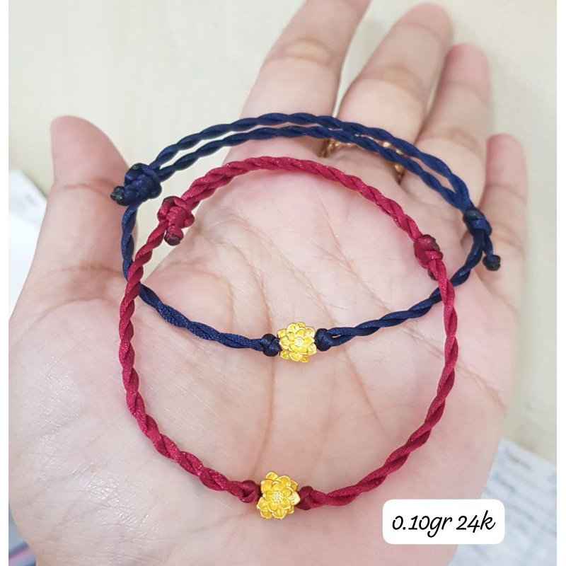 Gelang Emas Asli Teratai 24K Hongkong 999% Tali Pelintir