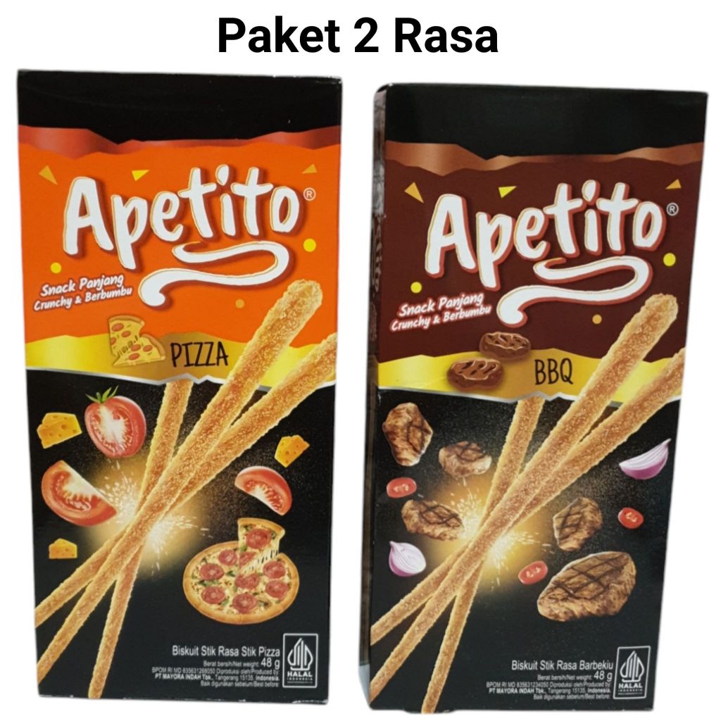 

PAKET 2 PACK Roma Apetito Biskuit Stick Renyah Pizza Dan BBQ 48g