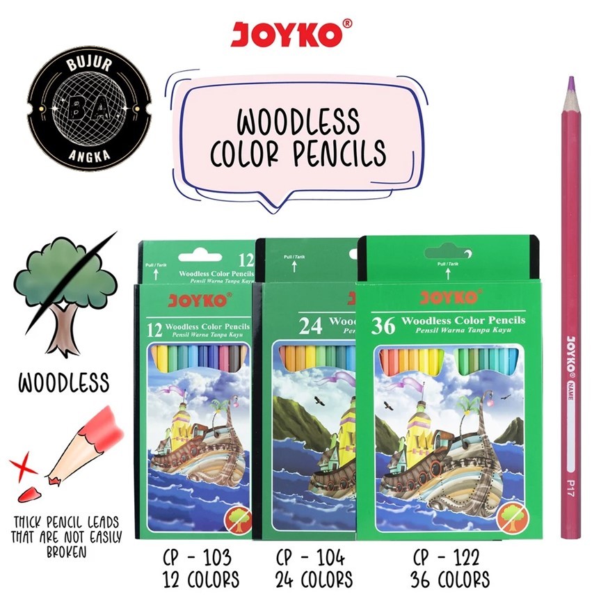 

(PER PCS) PENSIL WARNA / COLOR PENCIL JOYKO 12WARNA PANJANG CP-103