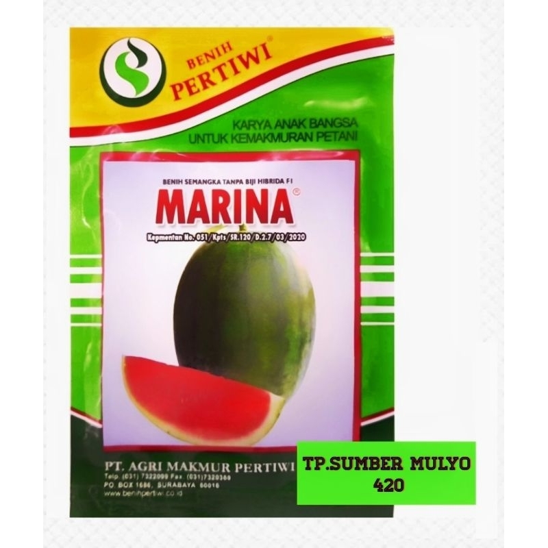 

Benih Semangka Hibrida MARINA F1 20gram - Bibit semangka tanpa biji Produk Benih Pertiwi