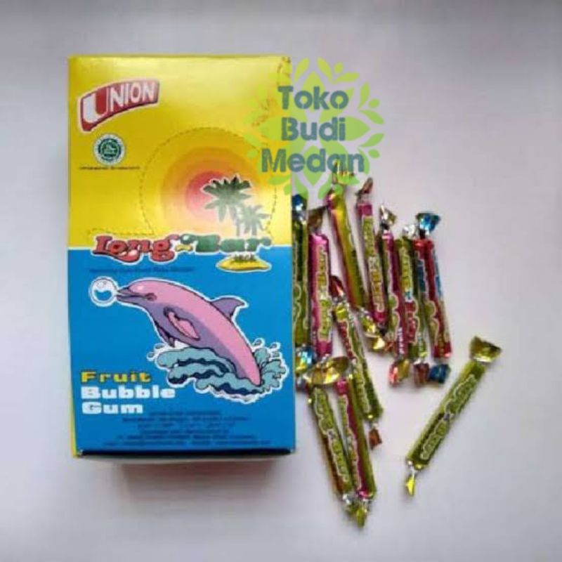 TERMURAH! Longbar Permen Karet Jadul Lumba-lumba Bubble Gum Snack Nostalgia BOX HALAL isi 100pcs