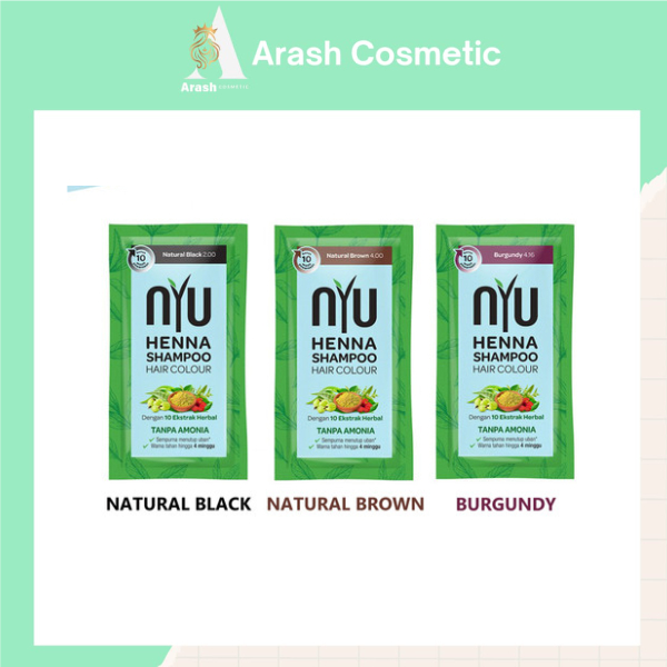 NYU HENNA SHAMPOO HAIR COLOR 20ML l  NATURAL BLACK l NATURAL BROWN