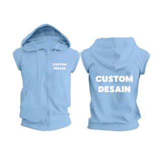 CUSTOM Sweater Rompi Hoodie Zipper jaket plus sablon dtf
