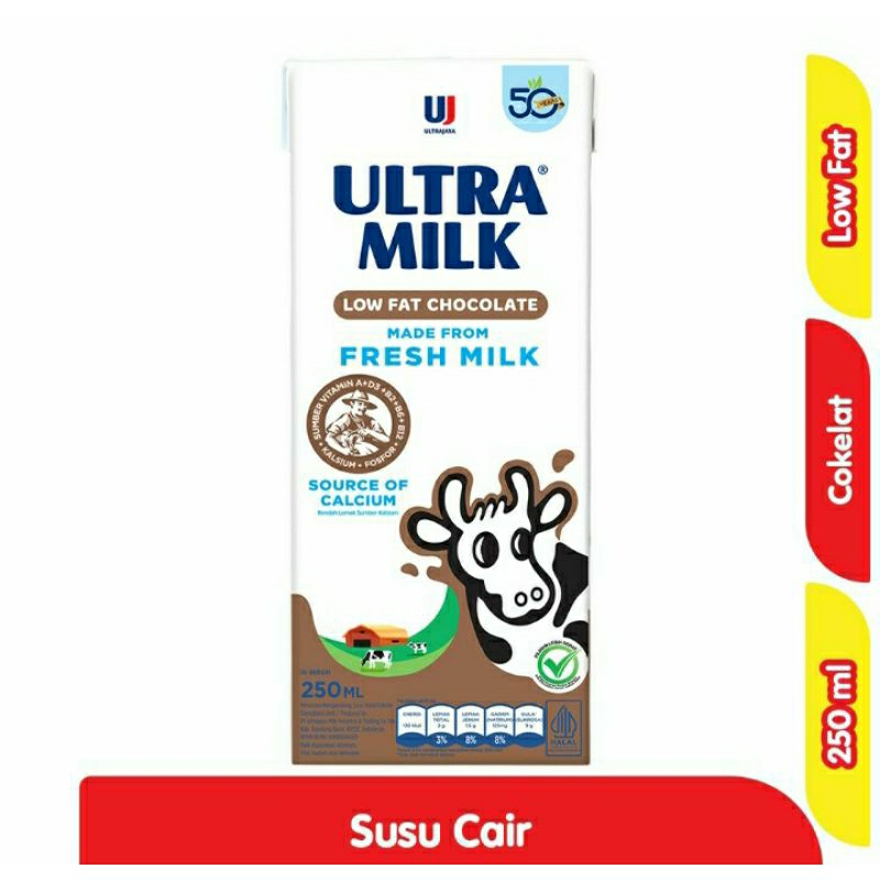 

ULTRA MILK Susu UHT Low Fat Cokelat 250 ml