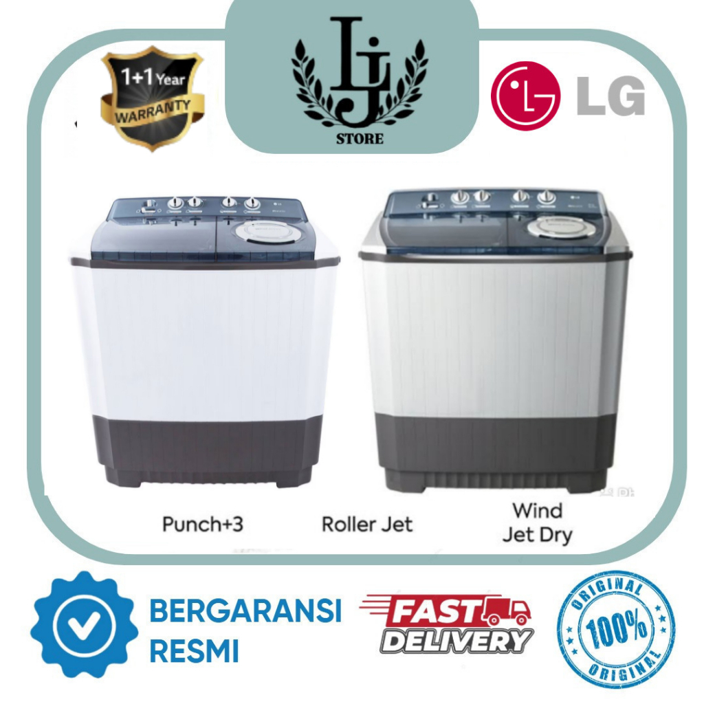 Mesin Cuci LG 2 Tabung P1000RT / P1200RT Mesin Cuci 2 Tabung LG 10KG / 12 KG Mesin Cuci LG