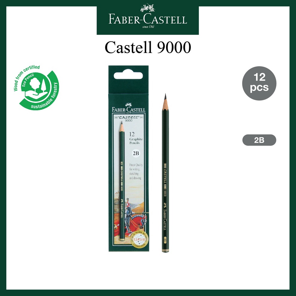 

KODE K38S Pensil Faber Castell 2B Castell 9 Untuk Ujian dan Menggambar Per BOX