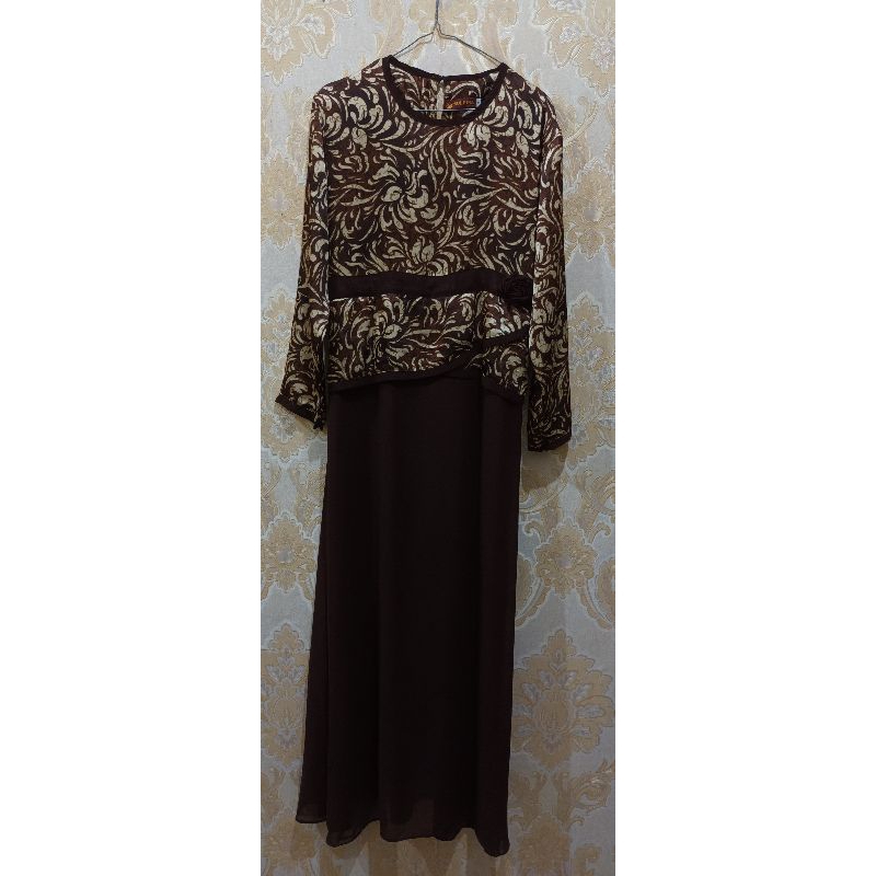 dress /gamis Sulfina  coklat preloved