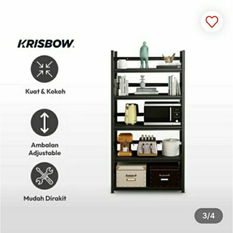 Krisbow Rak Besi 5 Tingkat Dengan Roda - Hitam