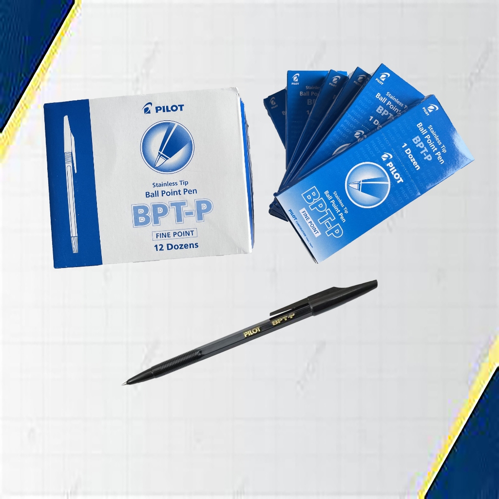 

Bolpen Pilot Hitam Ball Point Pen Stainless Tip BPT-P Fine Point 1 Doz / 12 Pcs Stationery