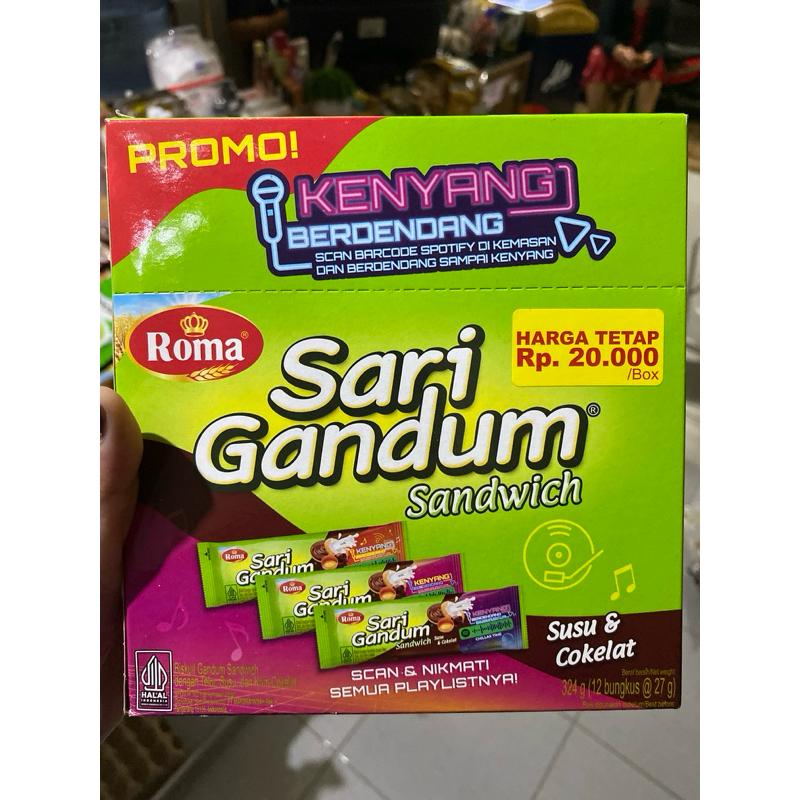 

Roma Sari Gandum Sandwich Susu Cokelat isi 12 PCS