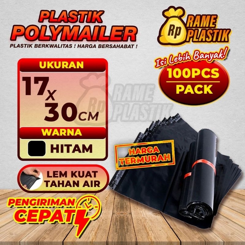 Plastik Packing Kemasan Polymailer Hitam 17x30cm 1 Karung isi 50-60 ROLL Untuk packing Olshop Baju J