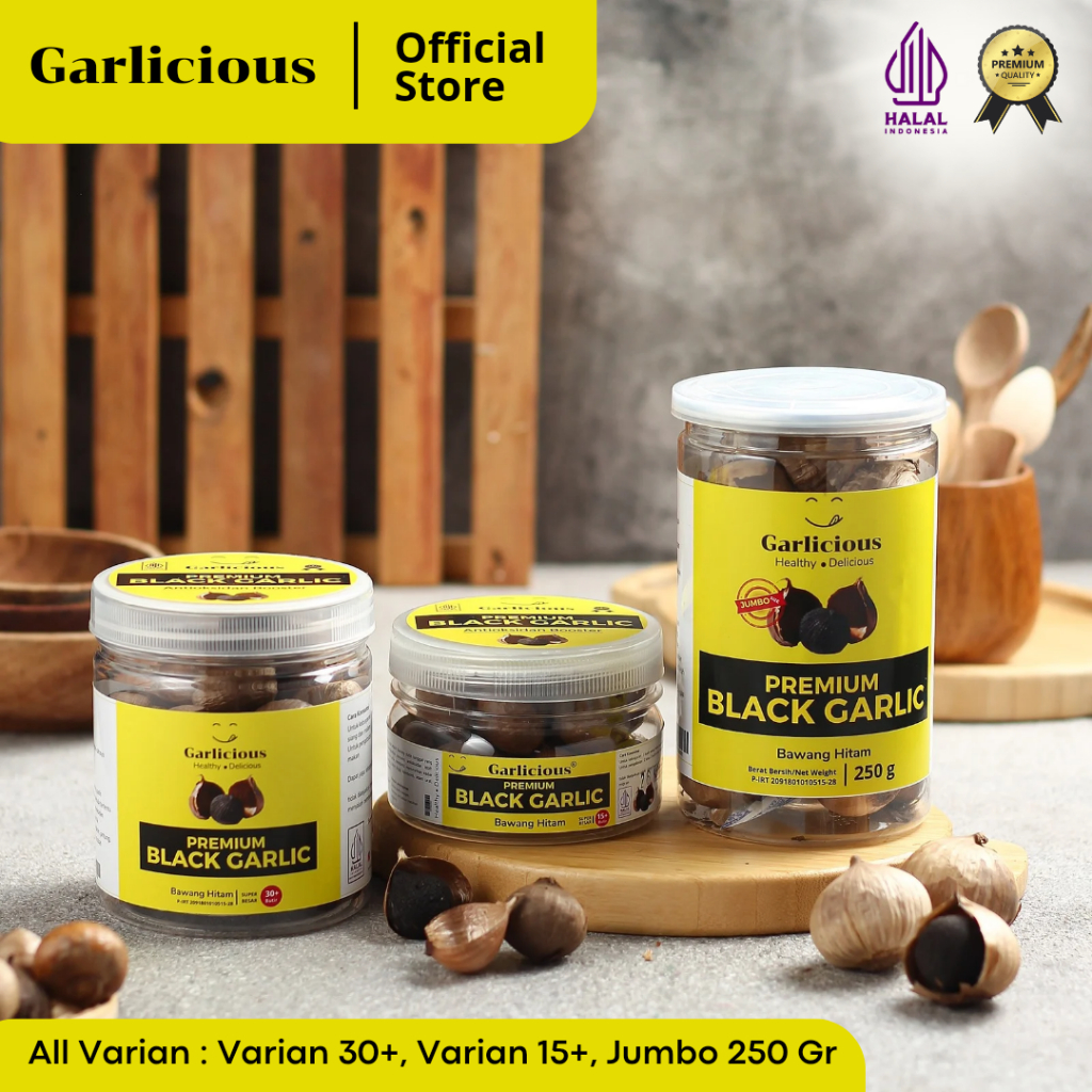 

BAWANG HITAM TUNGGAL BLACK GARLIC GARLICIOUS | Black Garlic Solo Tunggal Premium isi 30 butir Bawang hitam