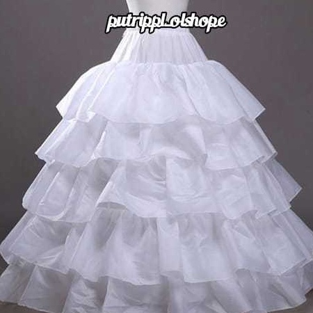 Pengembang Rok Gaun Tanpa Kawat Dilapisi Lima Umpak Kain Satin Petticoat Tanpa Kawat