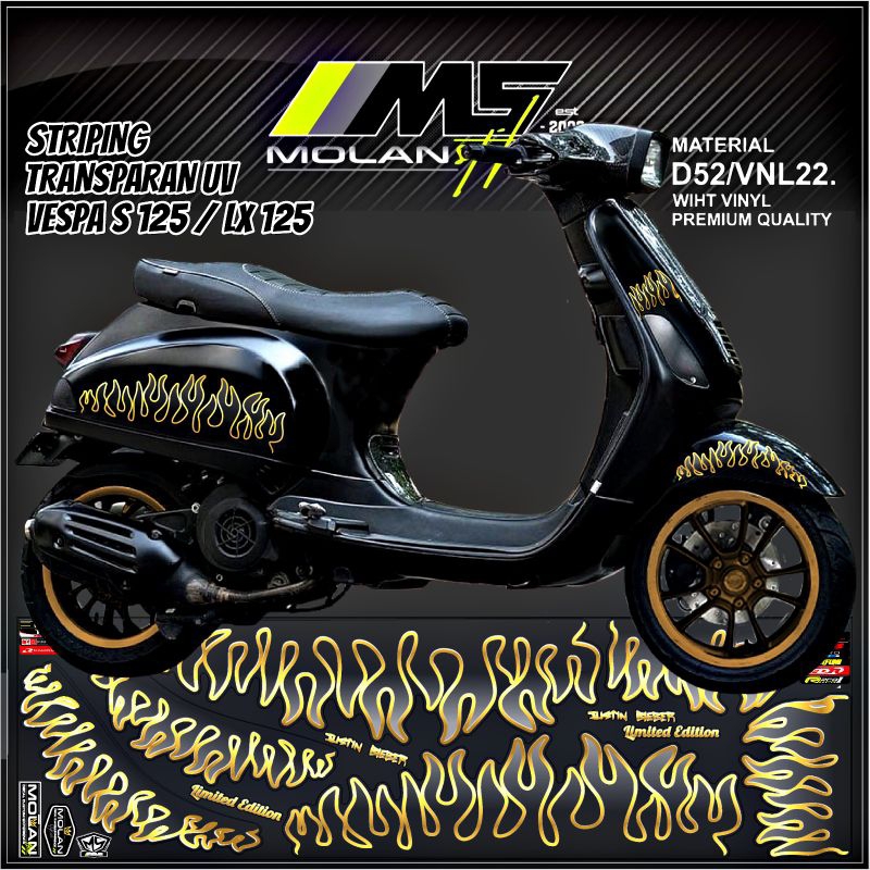 Decal Sticker Striping Variasi Transparan Uv Vespa S 125 Justin Bieber Vespa Lx 125 Justin Vespa S/L