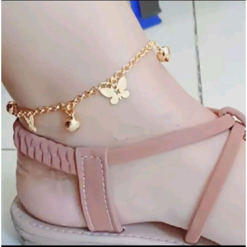 galang kaki wanita dewasa motip kupu2 titanium anti karat dan tidak luntur super elegan