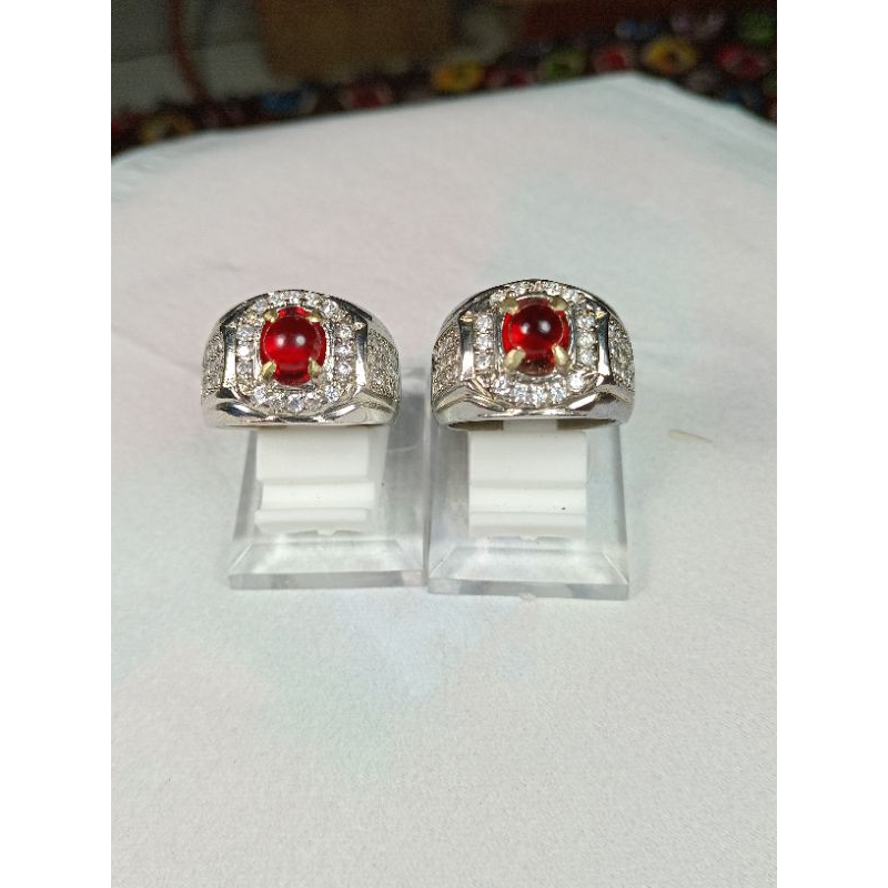 Cincin Permata Natural Merah Delima Lipan