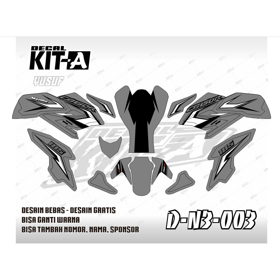 Decal Honda CB 150R Striping CB 150R motif abu hitam