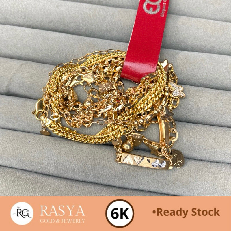 Gelang Rantai Bayi Emas Kadar 300 / 6K Variasi Mainan