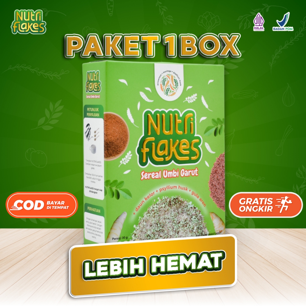 

CEREAL NUTRIFLAKES - Sereal Umbi Garut Solusi Atasi Asam Lambung Maag Gerd Isi 280gr