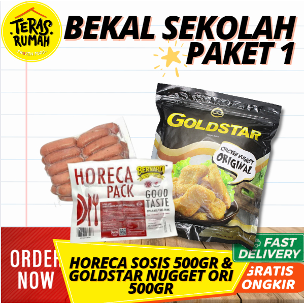 

PAKET BEKAL SEKOLAH 1 - BERNARDI SOSIS & GOLDSTAR CHICKEN NUGGET ORI