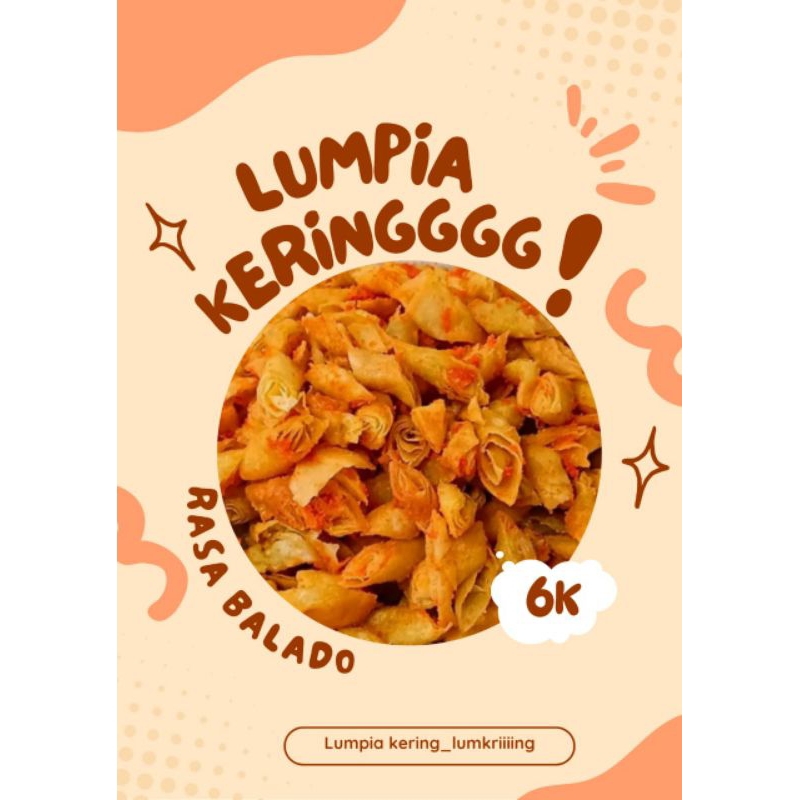 

Makanan Ringan || Cemilan || Lumpia Kering rasa balado standing pouch 10 x 17,6 (250g)