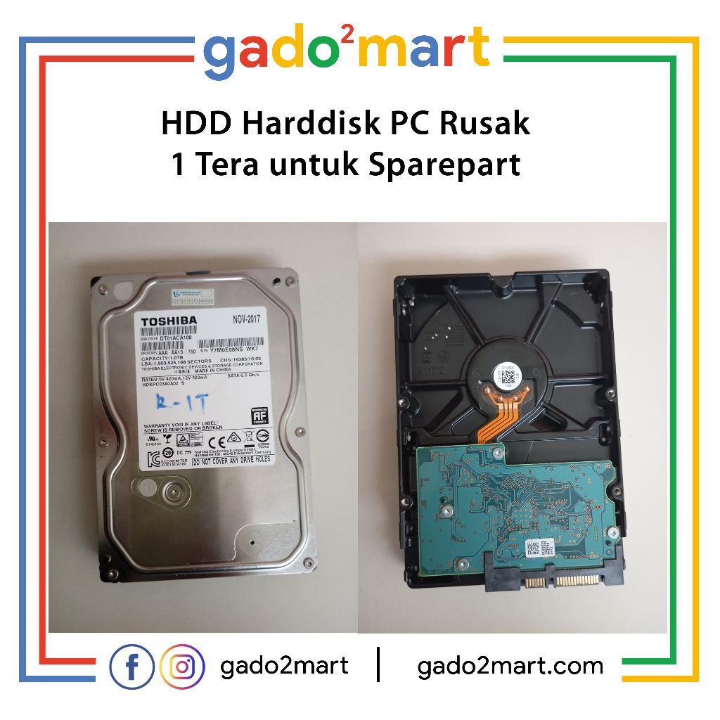 HardDisk Bekas 1 TB Kondisi Rusak Untuk Spare Part