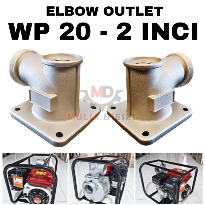 Kepala Elbow Water Outlet Keluar Flange WP20 SNB50 2 INCI Pompa Air Alkon Irigasi