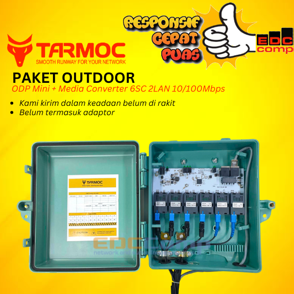Paket Outdoor Tarmoc TMC-6SC2E POE in 5-24V | Media Converter 6FO 2LAN