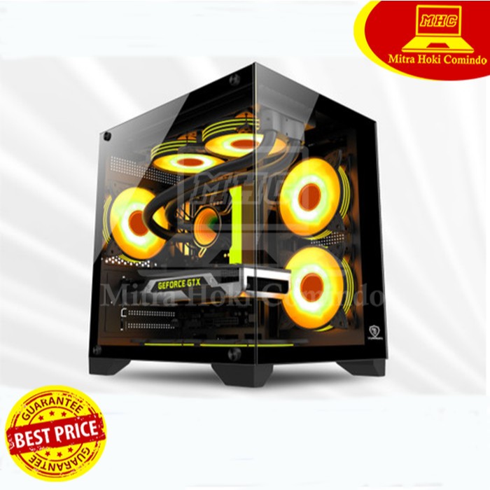 CASING PC VURRION CASING KOMPUTER GAMING VURRION AQUARIST BLACK 5 FAN RGB PC CASE