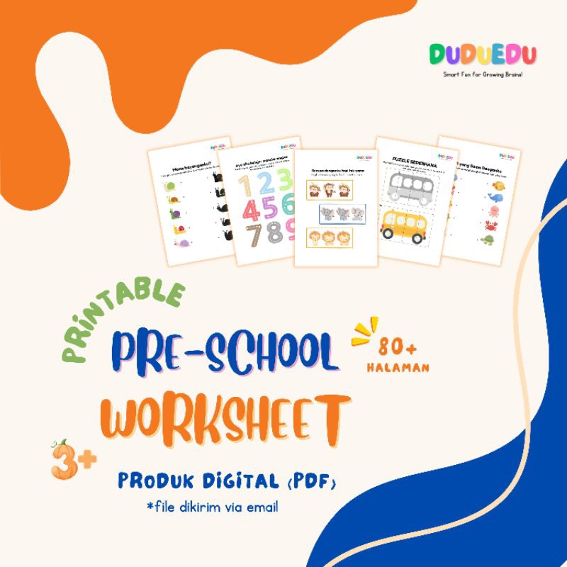 Printable Pre-School Worksheet (3+) | Worksheet for Toddler | Worksheet untuk Anak 3 Tahun