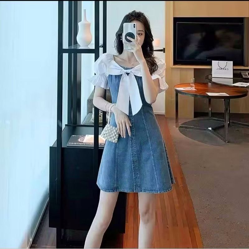 BOO - Ribbon Front Jeans Dress