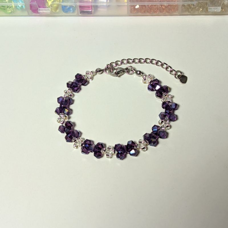 gelang manik-manik kristal || gelang manik-manik premium || stainless steel anti karat