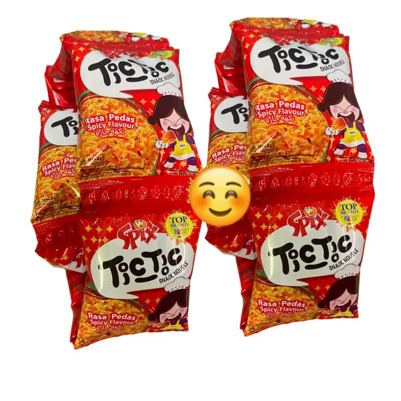 

Tic Tic snack noodle Rasa pedas spicy flavour10gr isi 2 renteng 20 pcs